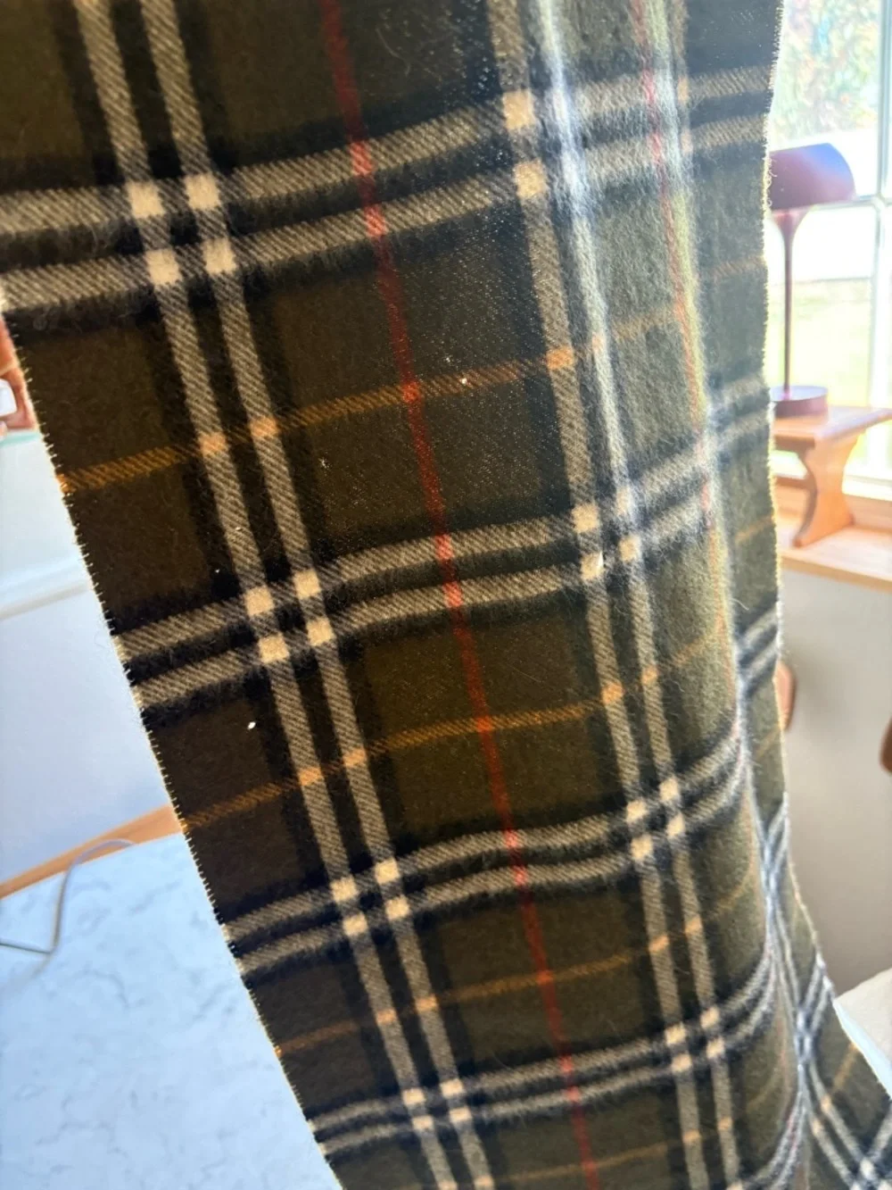 Vintage Burberry's Green Nova Check Cashmere Scarf Authentic